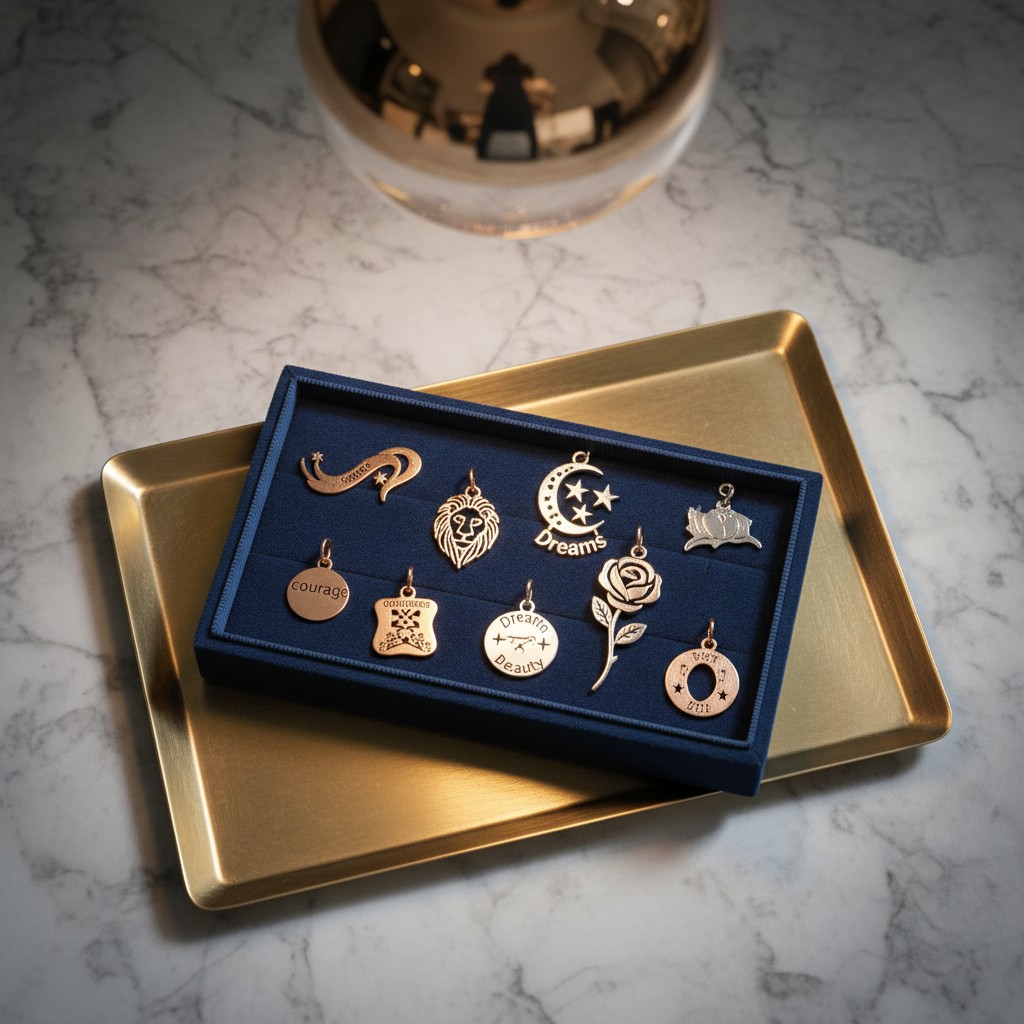 Silver charms that spell and evoke dreams, courage, and beauty.